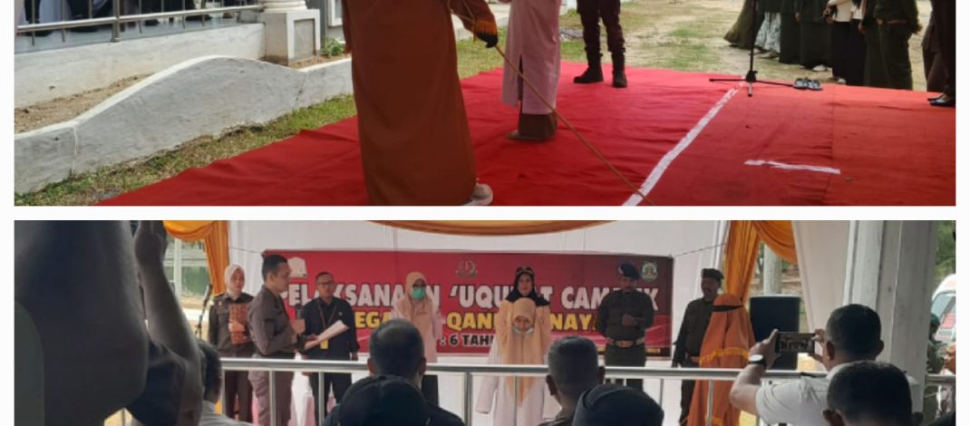 Kejari Aceh Timur Eksekusi cambuk kepada Lima terpidana Dua Diantarnya Wanita.