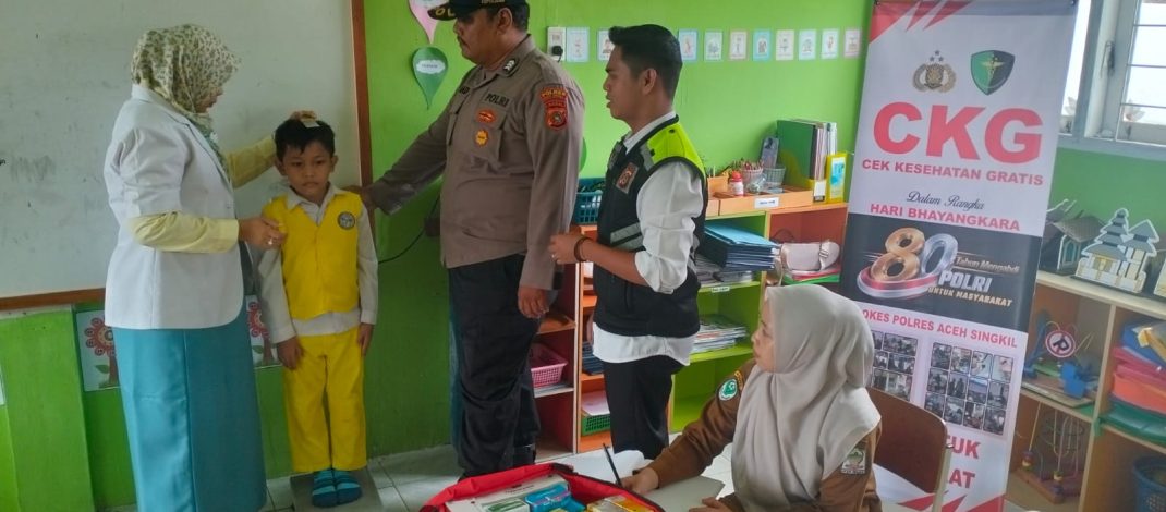 Sambut Hari Bhayangkara ke-80, Polres Aceh Singkil Gelar Bakti Kesehatan Gratis di TK Kemala Bhayangkari 13