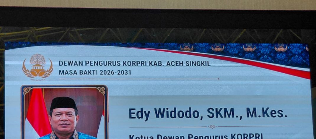 Ketua Umum KORPRI Nasional Kukuhkan Edy Widodo sebagai Ketua Dewan Pengurus KORPRI Aceh Singkil Masa Bakti 2026–2031.  