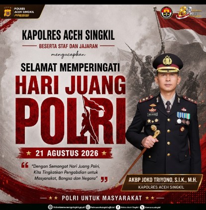 Kapolres Aceh Singkil dan Jajaran Ucapkan Selamat Hari Juang Polri 2026, Tegaskan Komitmen Pengabdian untuk Masyarakat